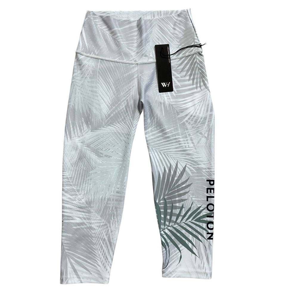 Peloton x Wear It To Heart High Waisted Capri Leggings Palms Print Medium NWT